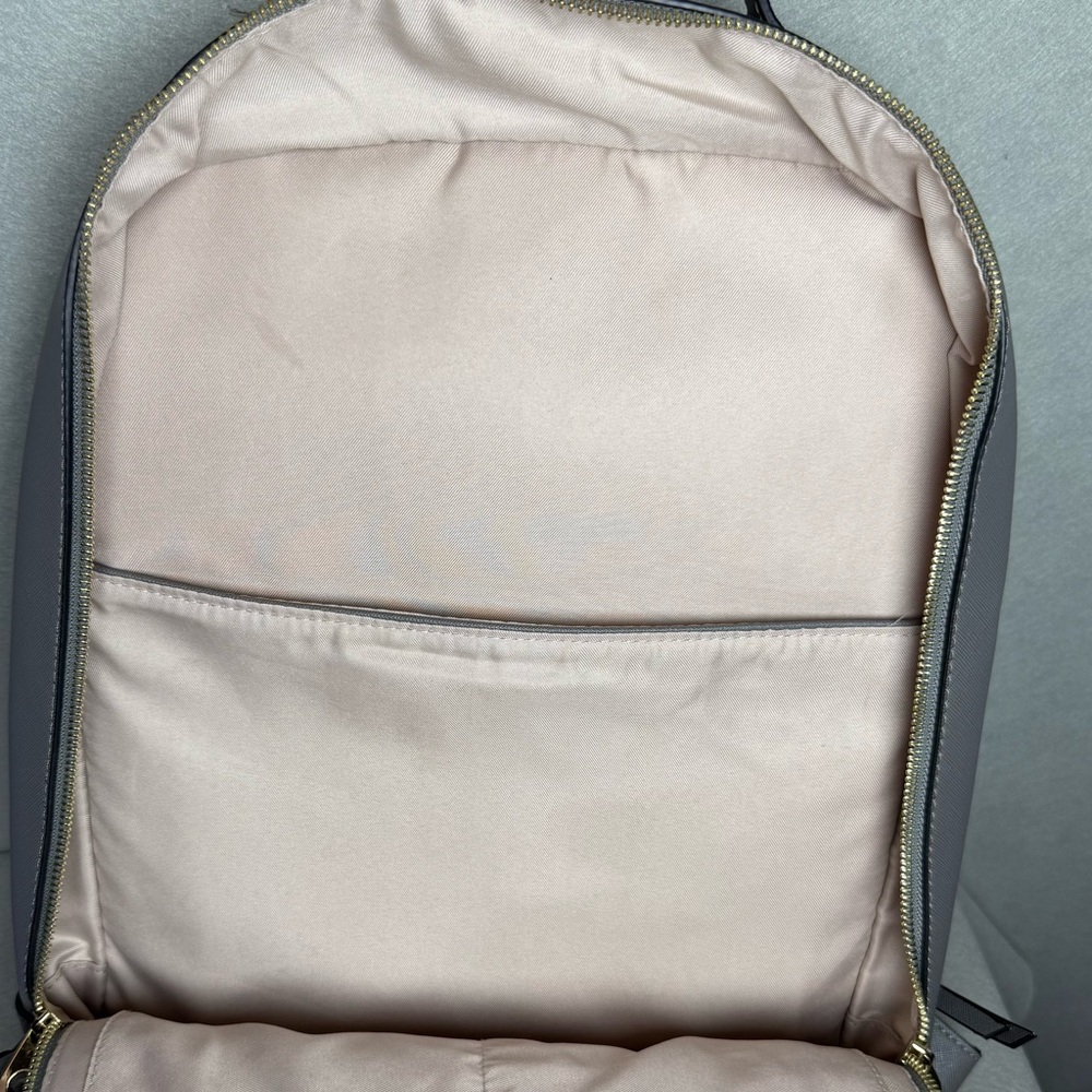 Calpak Womens Kaya Dark Gray Taupe Faux Leather Adjustable Strap Laptop Backpack - Picture 10 of 15